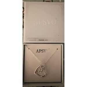 APSVO Silver Heart Pendant Necklace with Letter Charm